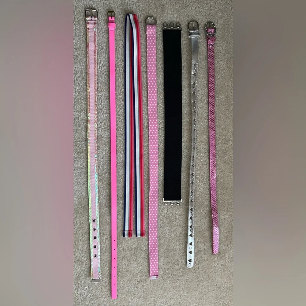 Girl’s Belts Lot - Pink - Black - Silver